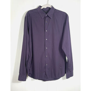 Theory Sylvain Wealth Shirt Poplin Knit Button Up Stretch Purple Size Large